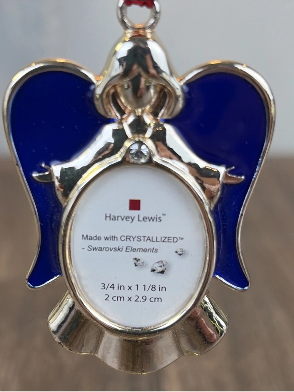 Harvey Lewis Blue Enamel Angel Photo Picture Frame Ornament Swarovski Crystal